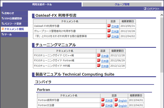 利用手引書画面